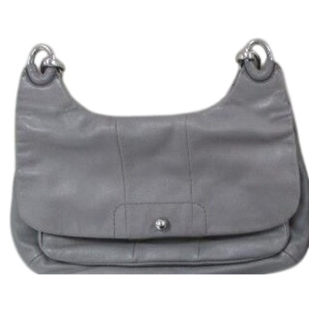Coach Kristin Hippie Gray Leather Hobo Shoulder Bag Flap Handbag 15264